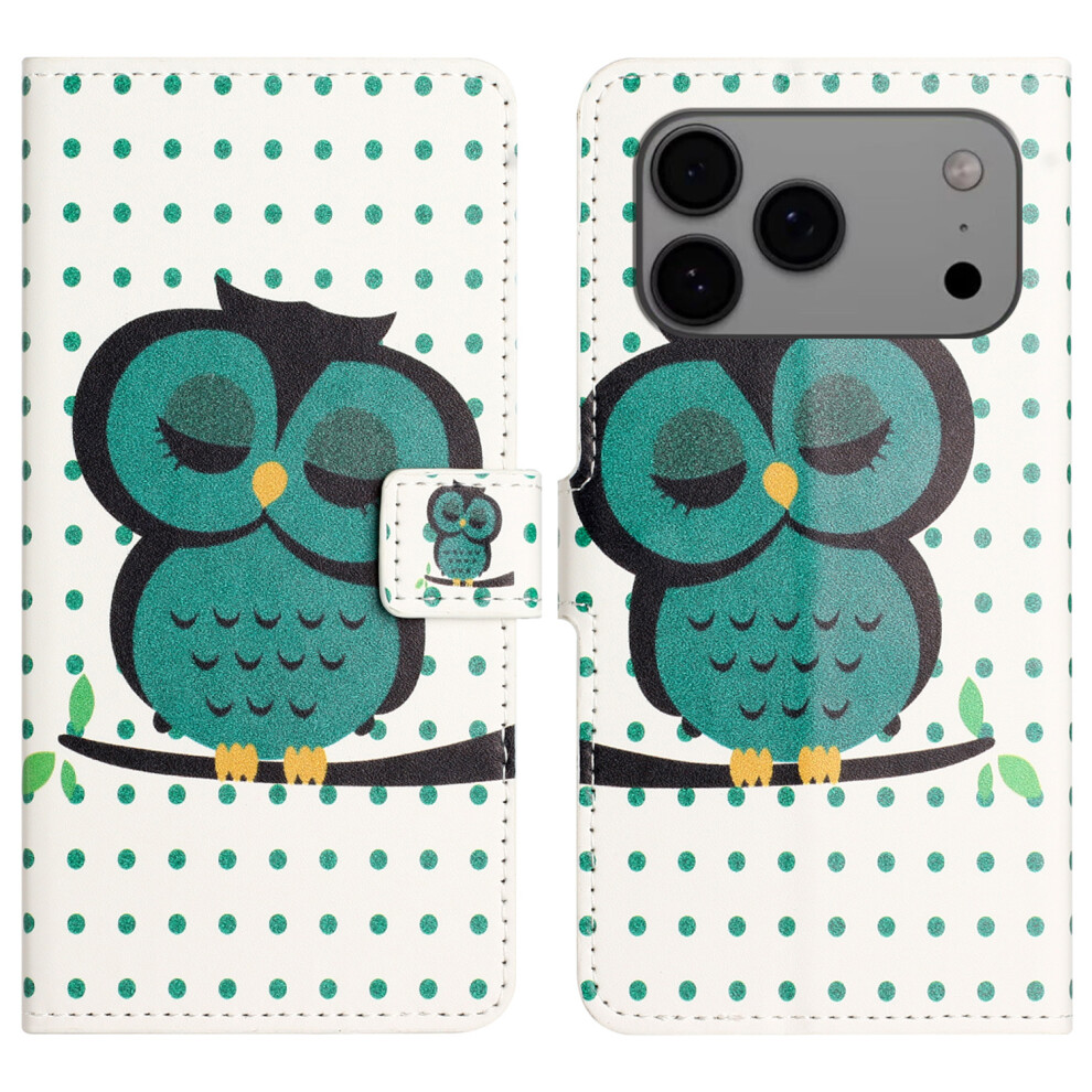 (Dots Owl) For Iphone 17 Pro Max Case Pattern Print Pu Leather Wallet Phone Cover - Butterfly Black 6914283901616