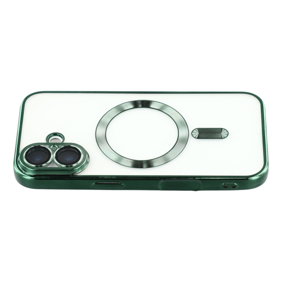 (Green) For Iphone 17 Case Compatible With Magsafe Electroplated Tpu Phone Cover With Lens Film - Grey Green,Grey 6914282414445