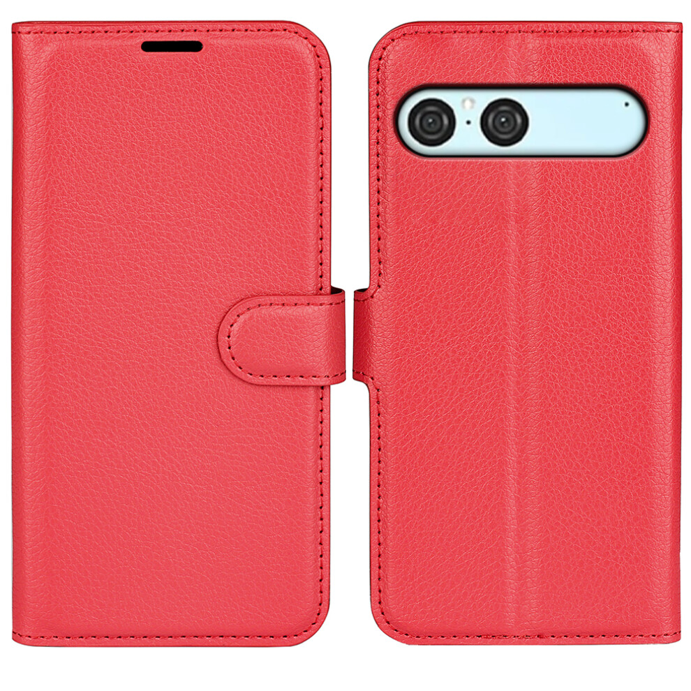 (Red) For Sony Xperia 10 Vii Case Litchi Texture Shockproof Leather Wallet Phone Cover - Black Black,Red 6914286725646