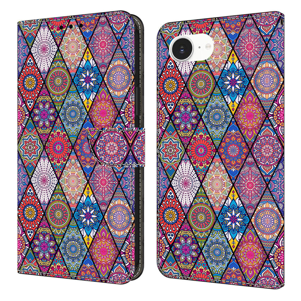 ( Leather) For Iphone 16E Wallet Case Pattern Printing Pu Leather Flip Stand Phone Cover - Dragonfly Red 6914287864634