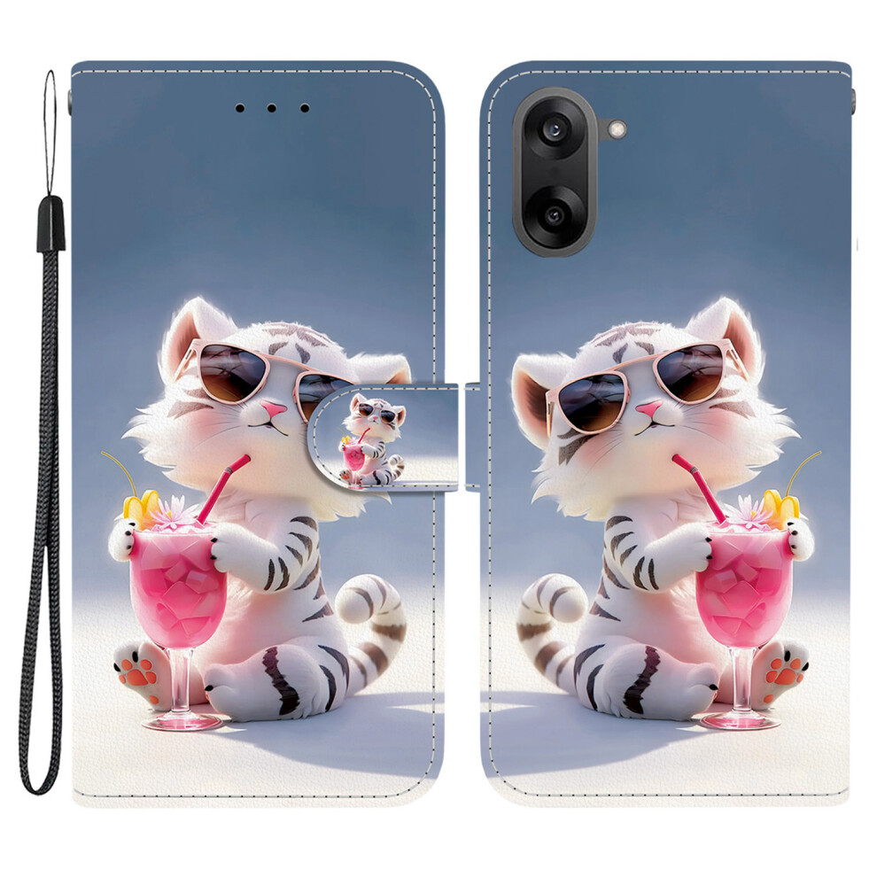 (Cartoon Tiger) For Oneplus Nord Ce5 5G / Ace 5 Racing 5G Case Pattern Printing Leather Flip Wallet Phone Cover With Lanyard - Lion Head 6914282804598