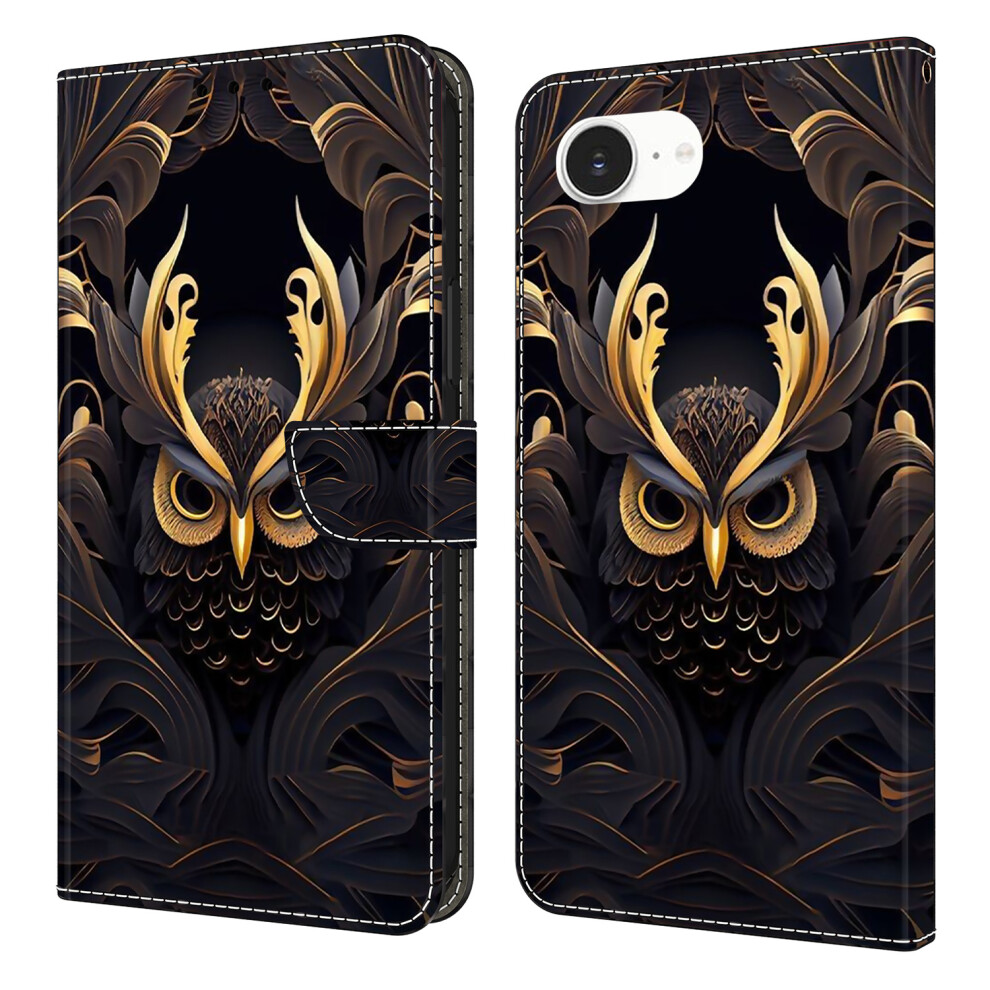 (Owl) For Iphone 16E Wallet Case Pattern Printing Pu Leather Flip Stand Phone Cover - Dragonfly 6914280815923