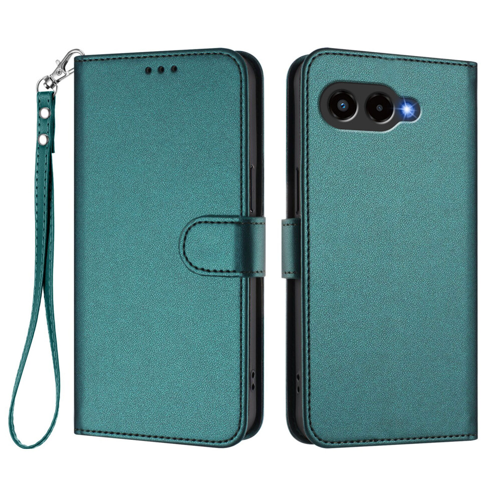 (Green) For T-Mobile T Phone 3 / T-Mobile Revvl 8 Leather Case Wallet Stand Phone Cover With Wrist Strap - Black Green,Black 6914284693985