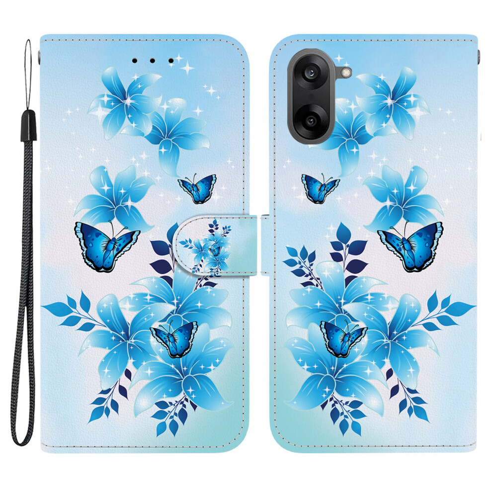 ( Butterfly) For Oneplus Nord Ce5 5G / Ace 5 Racing 5G Case Pattern Printing Leather Flip Wallet Phone Cover With Lanyard - Lion Head Blue 6914282435655