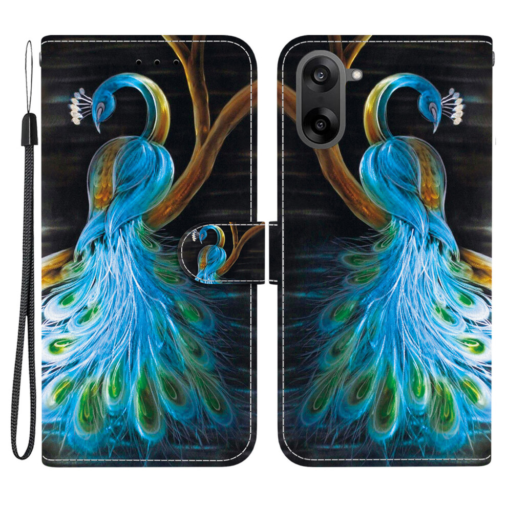 (Peacock) For Oneplus Nord Ce5 5G / Ace 5 Racing 5G Case Pattern Printing Leather Flip Wallet Phone Cover With Lanyard - Lion Head 6914286586520