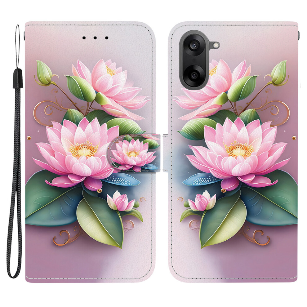 (Lotus) For Oneplus Nord Ce5 5G / Ace 5 Racing 5G Case Pattern Printing Leather Flip Wallet Phone Cover With Lanyard - Lion Head 6914284461614