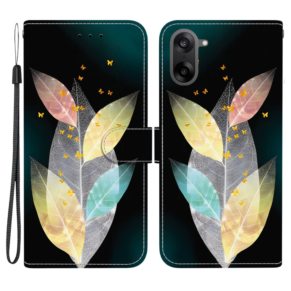 (Colored Leaves) For Oneplus Nord Ce5 5G / Ace 5 Racing 5G Case Pattern Printing Leather Flip Wallet Phone Cover With Lanyard - Lion Head 6914284701505