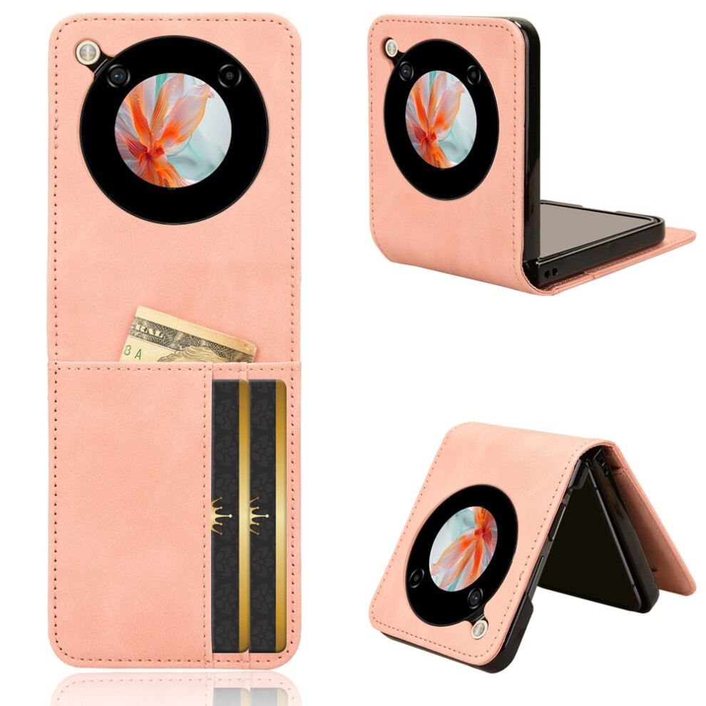 (Pink) For Zte Nubia Flip 5G / Libero Flip A304zt Leather Case Card Slots Phone Cover - Brown Pink,Brown 6914280566368