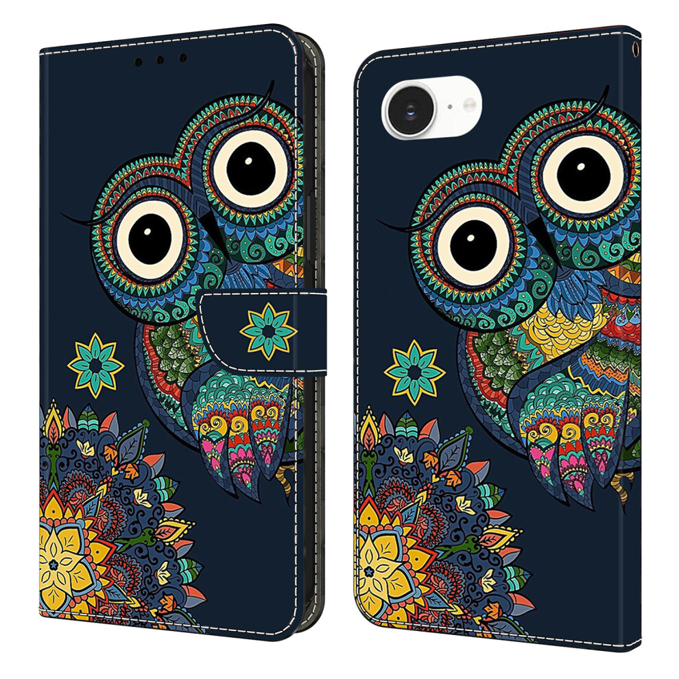 (Mandala Owl) For Iphone 16E Wallet Case Pattern Printing Pu Leather Flip Stand Phone Cover - Dragonfly 6914281178362