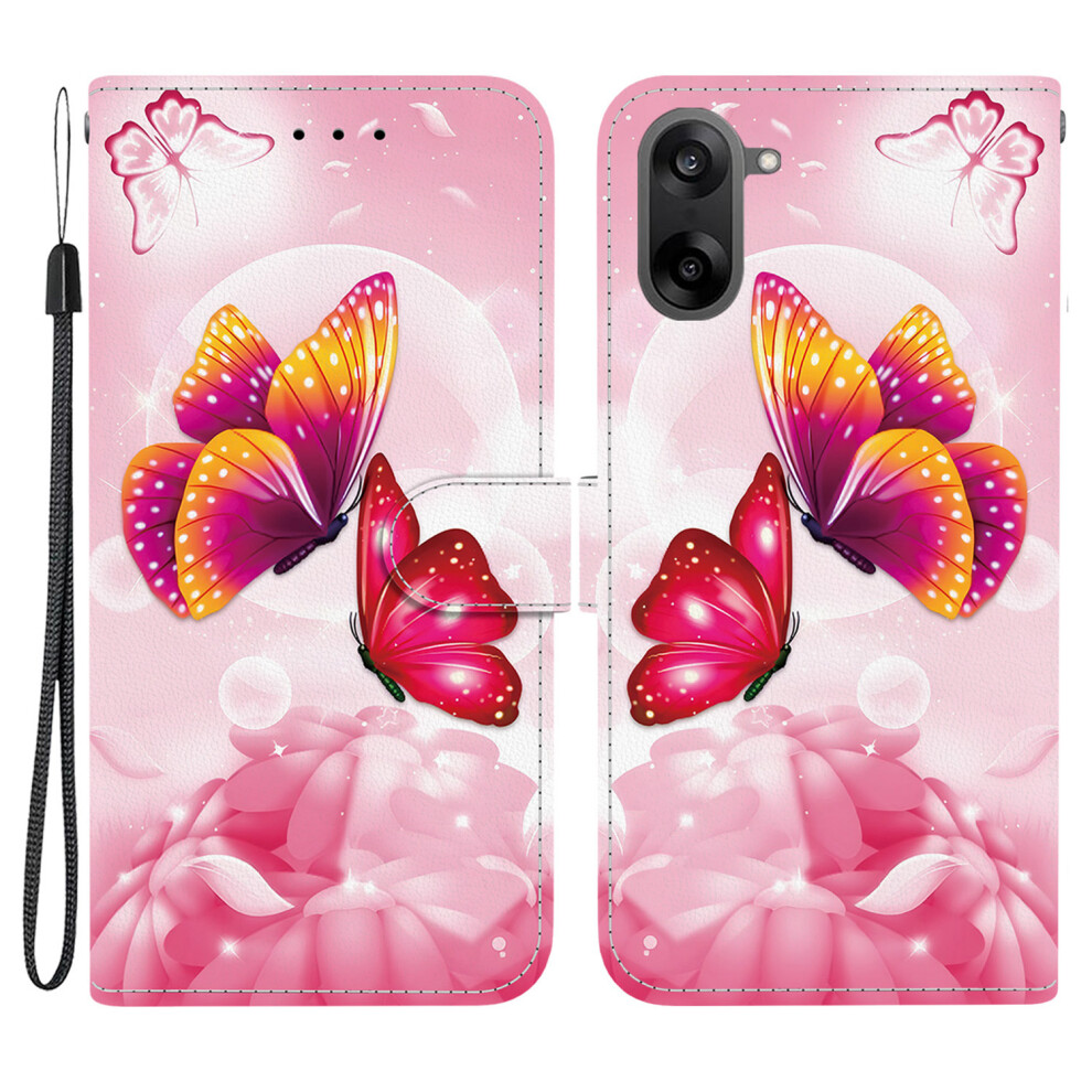 ( Butterfly) For Oneplus Nord Ce5 5G / Ace 5 Racing 5G Case Pattern Printing Leather Flip Wallet Phone Cover With Lanyard - Lion Head Pink 6914285063930