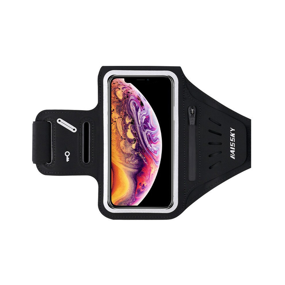 (Black) Haissky Hsk3061 Fitness Running Arm Bag 6.8-Inch Phone Touch Screen Armband Storage Bag - Black 6914287165601