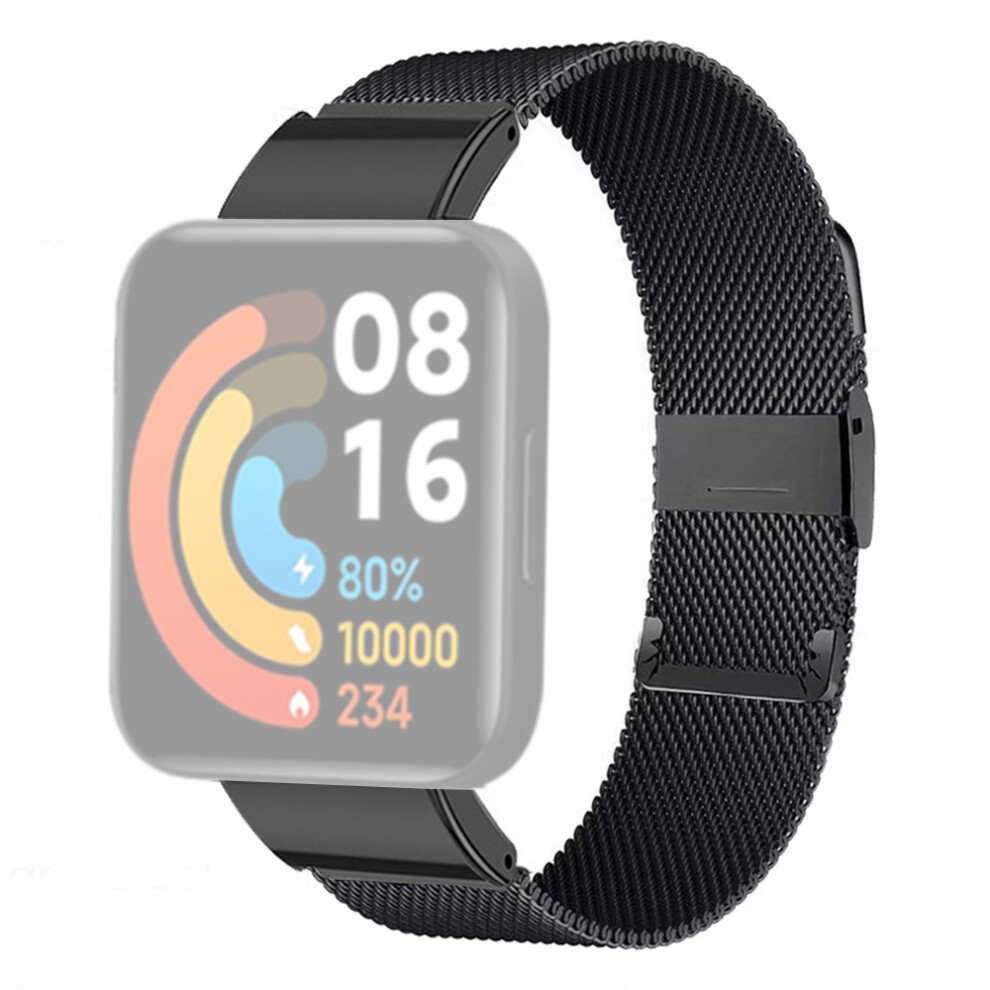 (Black) For Xiaomi Redmi Watch 2 / Watch 2 Lite Mesh Milanese Band Stainless Steel Watch Strap - Silver Black,Silver 6914282283638