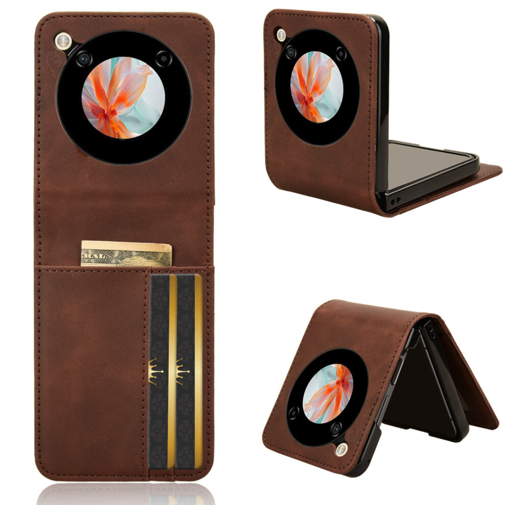 (Brown) For Zte Nubia Flip 5G / Libero Flip A304zt Leather Case Card Slots Phone Cover - Brown 6914280577883