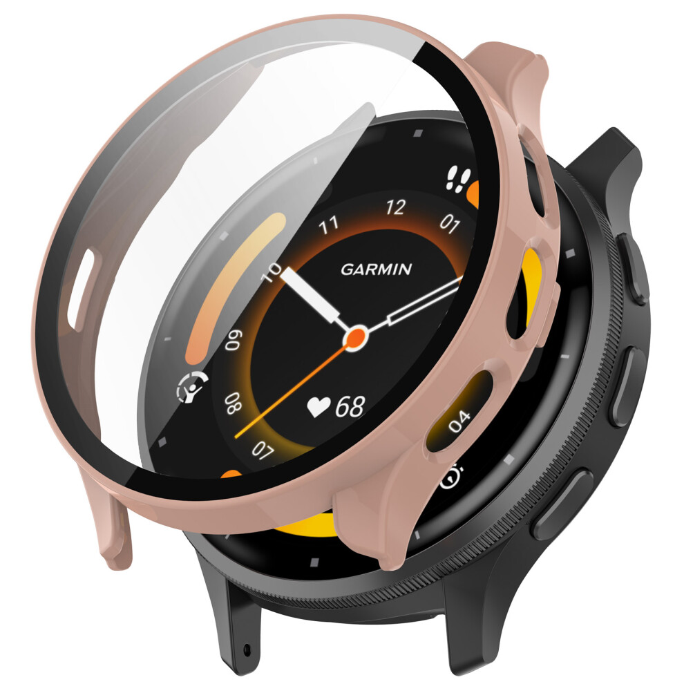 (Pink) For Garmin Venu 3 Pc Case With Tempered Glass Screen Protector Scratch Resistant Watch Cover - Black Pink,Black 6914289885651