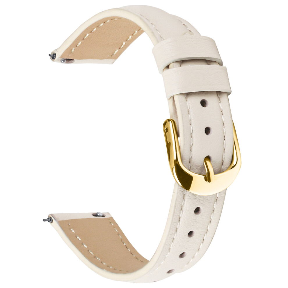(Apricot) For Huawei Watch Gt 4 41Mm Watch Band Gold Buckle Slim Leather Strap - White White,Gold 6914281482810