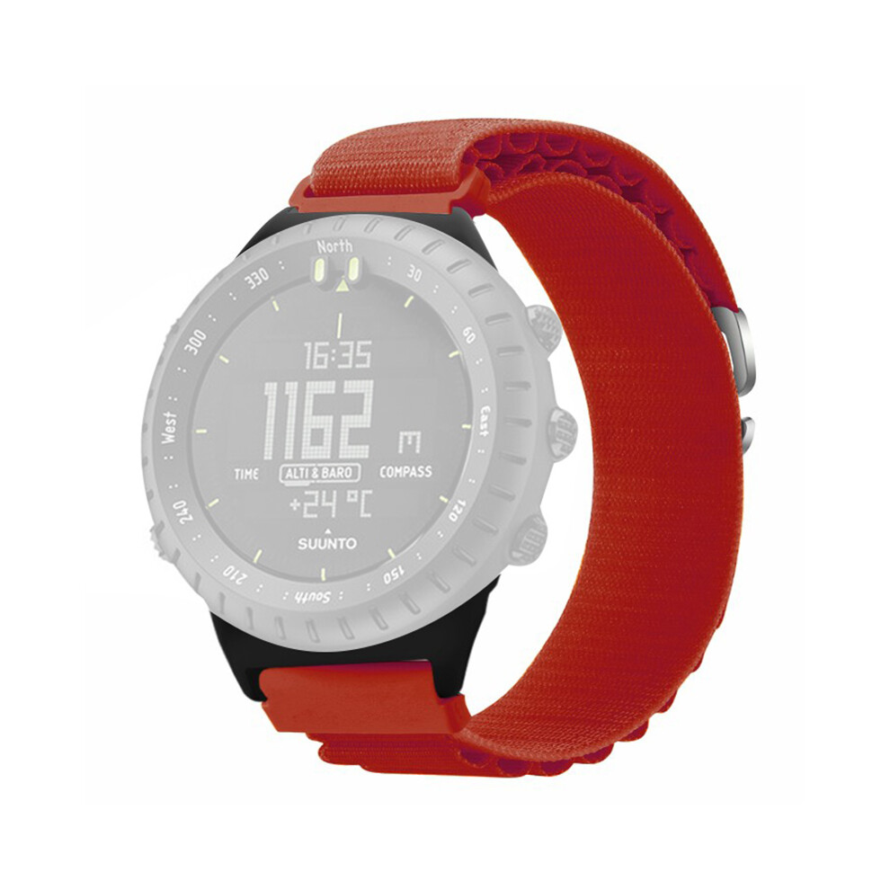 (Red) For Suunto Core Watch Band 22Mm Nylon Loop Adjustable Wrist Strap With Connector - White+Orange Red 6914287895706