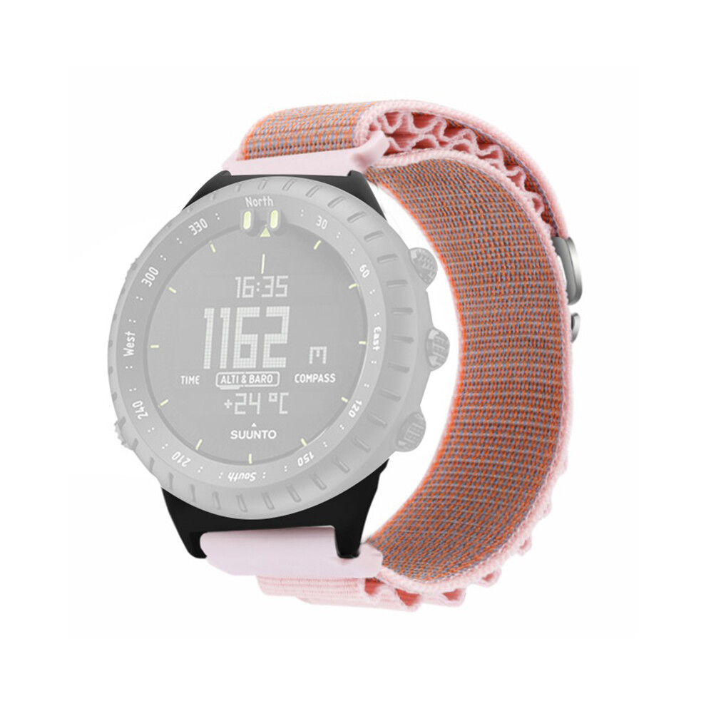 (Pink) For Suunto Core Watch Band 22Mm Nylon Loop Adjustable Wrist Strap With Connector - White+Orange Pink 6914287163737