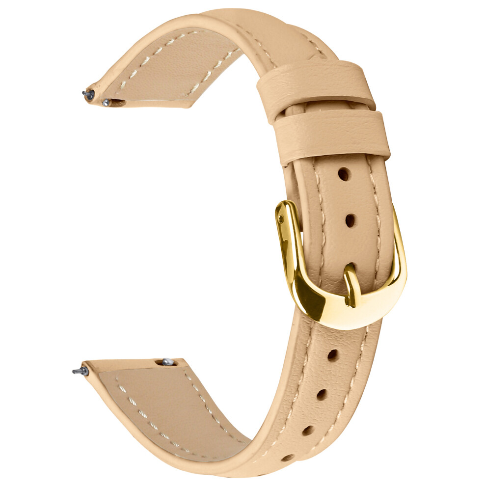 (Camel) For Huawei Watch Gt 4 41Mm Watch Band Gold Buckle Slim Leather Strap - White White,Gold 6914284084660