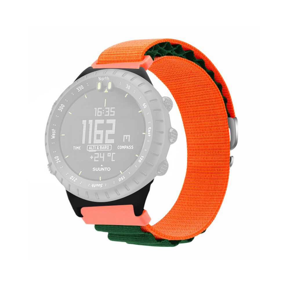 (+) For Suunto Core Watch Band 22Mm Nylon Loop Adjustable Wrist Strap With Connector - White+ Orange/Green/White 6914281210710