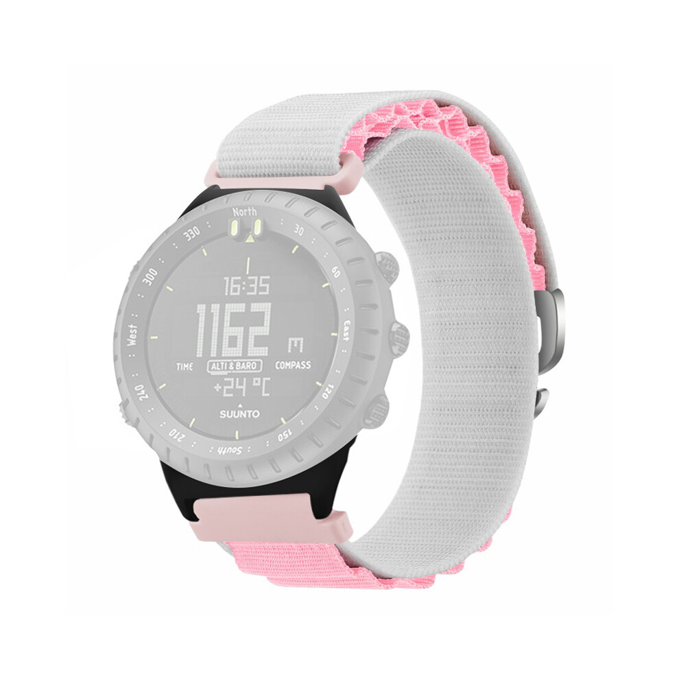 (+Pink) For Suunto Core Watch Band 22Mm Nylon Loop Adjustable Wrist Strap With Connector - +Orange White/Pink 6914280228044