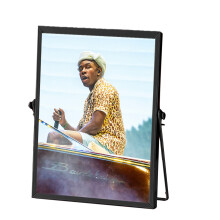 Floating Photo Frame With Pressed Glass, Vintage Style Antique Gold Metal And Glass Picture Frame Featuring Sliding Locket Closure For Decorative Disp