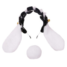 Orecchie da coniglio in peluche, copricapo per cosplay di animali con nastro incrociato e fiocco, fermagli per capelli kawaii, ispirati alla coda di