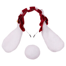 Plüschige Hasenohren, Tier-Cosplay-Kopfbedeckung mit gekreuzten Bändern und Schleife, Kawaii-Haarspangen, inspiriert von einem flauschigen