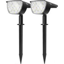 2 Pack Spot Solaire Extrieur, 30 LED Lampes Solaires Etanche IP67 Projecteur Solaire Rglable avec Panneau Solaire 180 Eclairage Extrieur Solaire pour