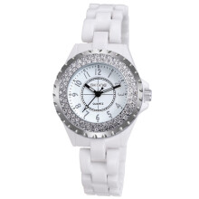 Fashion Watch For Ladies Featuring Swarovski Crystal Markers Luminous Hands Quartz Movement Ceramic Body Waterproof Design Stylish Rhinestone Bezel Mo