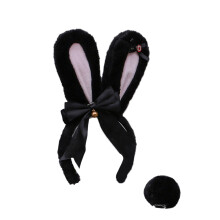 Set di orecchie da coniglio ecocompatibili per feste, materiale morbido in peluche con fascia regolabile e orecchie pieghevoli, regalo per le vacanze