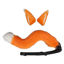 Fleksibelt hale-cosplay-sett for dyrekostymeelskere, hårspenne med fuskepels og øre med elastisk klikklås, potehansker og justerbare skinnnekker