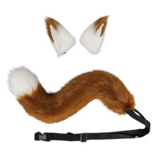 Cosplay-sett med skinnchoker-aksent, justerbar hårspenne og hale i fuskepels for Halloween-kostymeelskere, bøyelig haledesign for