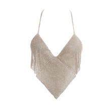 Rhinestone Crop Top for Women, Sexy Body Chains Silver Crop Tops Bikini Sequins Halter Backless Bra Body Chain Crystal Beach Boho Body Jewelry for Sum