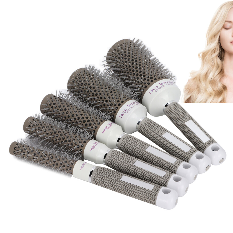Round Heat Conduction Hairbrush Set 5pcs for Blow Drying & Curling Styles