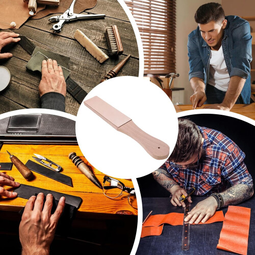 Leather Sharpening Strop Paddle Strop Block DoubleSided Ergonomic Handle Sharpener For Chefs Woodworking Chisels 2
