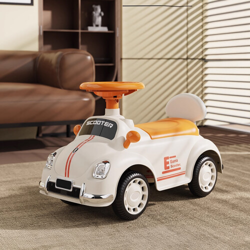 Living And Home Foot-Powered Ride-On Car, Warm Beige+Orange