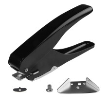 Perforator pentru carduri de identitate și PVC, perforator pentru carduri de identitate cu structură metalică și mâner ergonomic, perforator