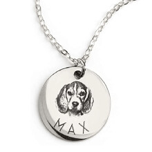 Individuell gestalteter Haustier-Gedenkschmuck, handgefertigte, einzigartige Edelstahlkette mit personalisierter runder Scheibe, Halskette mit