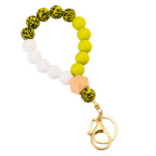 Perlenarmband mit Schlüsselanhänger für Damen, Silikon-Schlüsselring fürs Handgelenk, hochwertiges und funktionales Armband mit Lederquaste,
