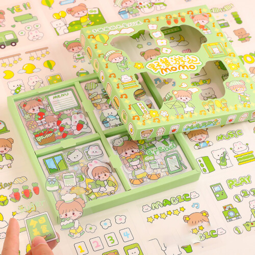 Σετ αυτοκόλλητων Kawaii για Scrapbooking, χαριτωμένο κινούμενο σχέδιο ζώων διαφανές