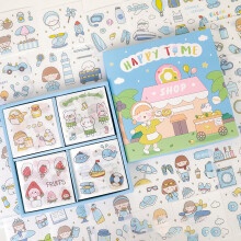 DIY knutselstickerset, schattige cartoon dieren transparante stickervellen met bloemen als decoratie voor scrapbooking, bullet journaling en junk