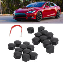 20 Stück schwarze Radmutternabdeckungen mit Entferner für Tesla Model 3