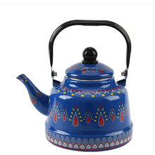 Vintage Enamel Tea Kettle 1.1L Blue for Gas and Induction with Rapid Boiling and Easy Clean Surface