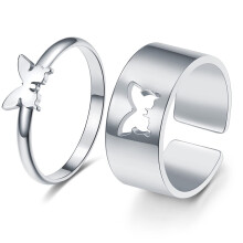 Butterfly Ring for Women, Sterling Silver Adjustable Ring Size Cute Butterfly Design Open Statement Ring, Rose Gold Plated Fashion Design Hypoallergen