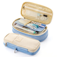 Veelzijdig etui, multifunctionele organizer van canvas met een prachtige driedimensionale ritssluiting, praktische vakken, grote capaciteit, perfect