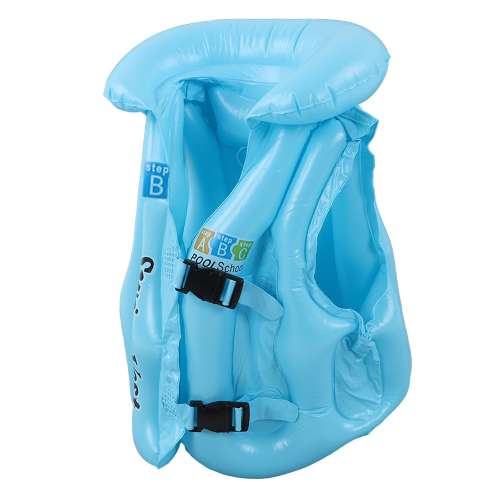 Toddler Inflatable Swim Vest Blue for Kids 3-8 Years PVC Quick Release