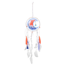 Handmade Dream Catcher With White Feather Ethical Wall Hanging Decor Atmospheric Night Lighting Pendant Ornament For Home Decoration Harmony With