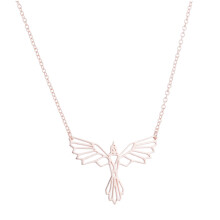Colar com Pingente de Fênix Origami em Aço Inoxidável, Hipoalergênico, Joia Símbolo de Renascimento, Presente Ideal para Mulheres com Elegante