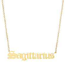 Collana ipoallergenica da donna, ciondolo zodiacale impermeabile in acciaio inossidabile placcato oro 18 carati, collana zodiacale in stile antico
