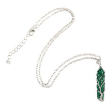 Colar com Pingente de Cristal de Cura com Árvore da Vida e Cristal de Pedra Natural para Cura Espiritual e Equilíbrio dos Chakras, Joia de Pedra